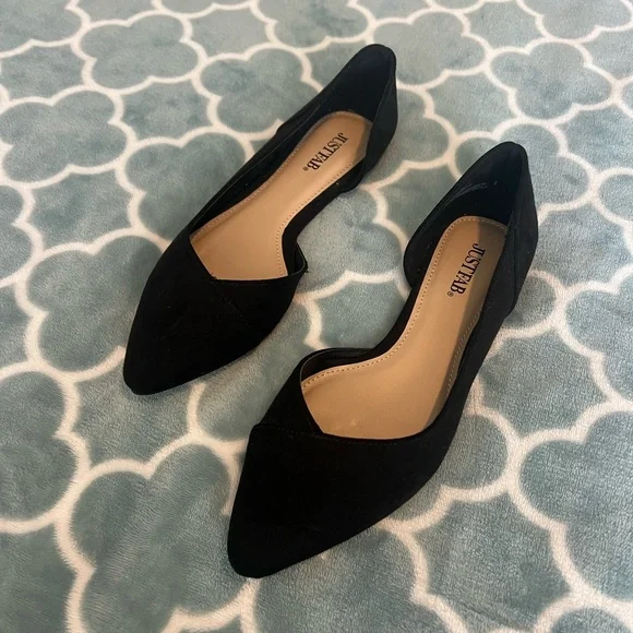 JustFab Women's Black Flats BRAND NEW - Picture 1 of 4